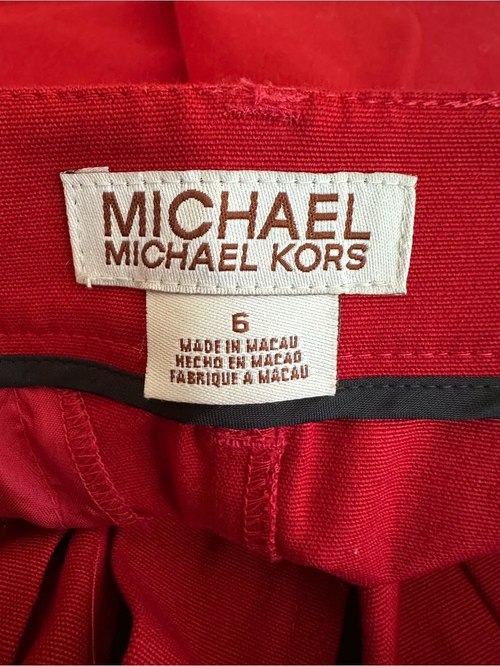 Michael Michael Kors Red Utility Mini Skirt Size 6